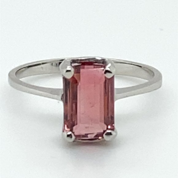 Bi Color Tourmaline 1.70ct Solid 14K White Gold Ring - Picture 3 of 6